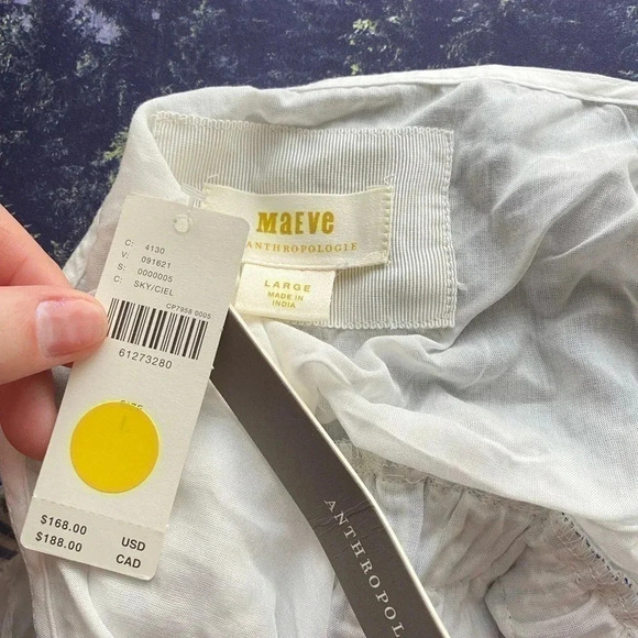 NWT Anthropologie Maeve Ashleigh Blue White Eyelet Mini Prairie Dress Size Large - Picture 4 of 6